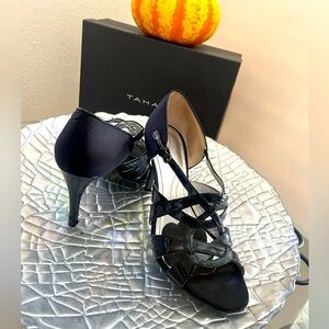Tahari mixed media open  high heel